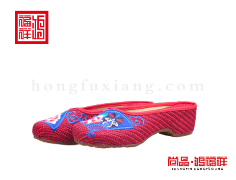 鸿福祥布鞋女鞋X257228红色凉鞋