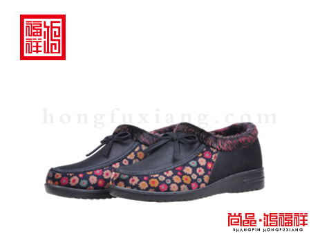鸿福祥布鞋女鞋D154010黑色大众鞋