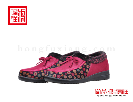 鸿福祥布鞋女鞋D154010红色大众鞋