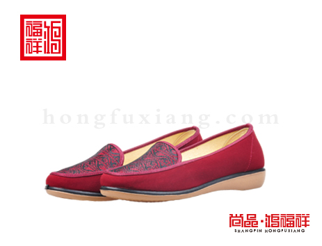鸿福祥布鞋女鞋Q151052红色轻便鞋