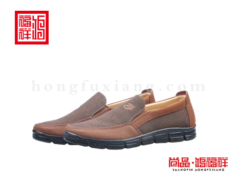 鸿福祥布鞋男鞋N151009驼色老年鞋