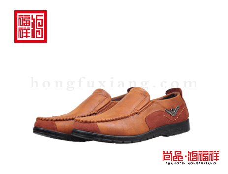 鸿福祥布鞋男鞋D151183驼色风尚鞋