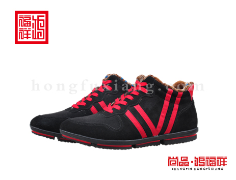 鸿福祥布鞋男鞋D136739黑色风尚鞋