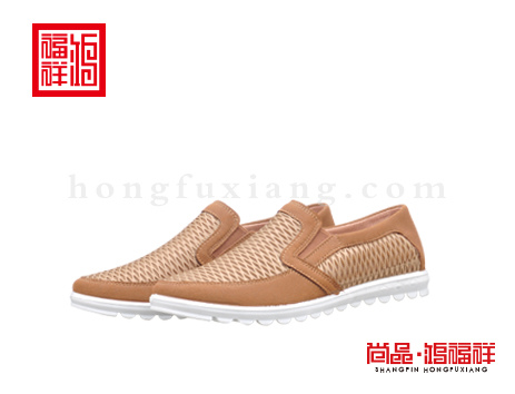 鸿福祥布鞋男鞋X151303棕色大网鞋