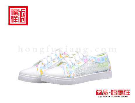 鸿福祥布鞋女鞋X155368白色小网鞋