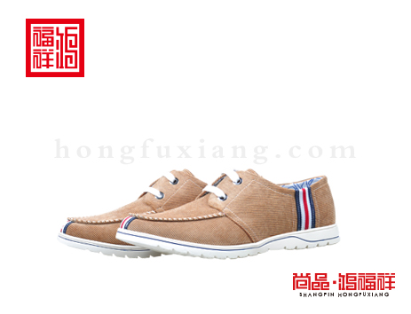 鸿福祥布鞋男鞋N252119驼色风尚鞋