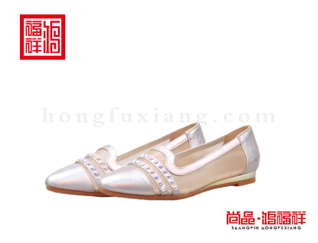 鸿福祥布鞋女鞋X151252金黄小网鞋