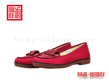 鸿福祥布鞋女鞋N264048红色轻便鞋
