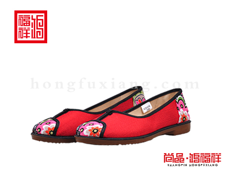 鸿福祥布鞋女鞋N264042红色大众鞋