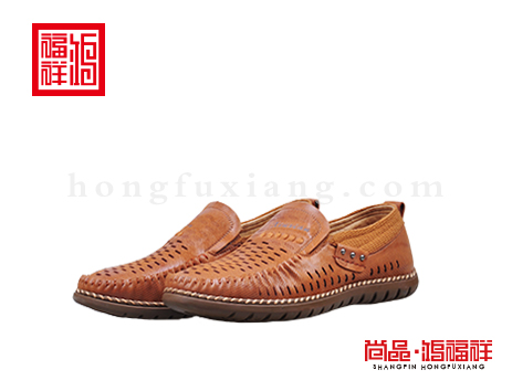 鸿福祥布鞋男鞋X162131驼色时装鞋
