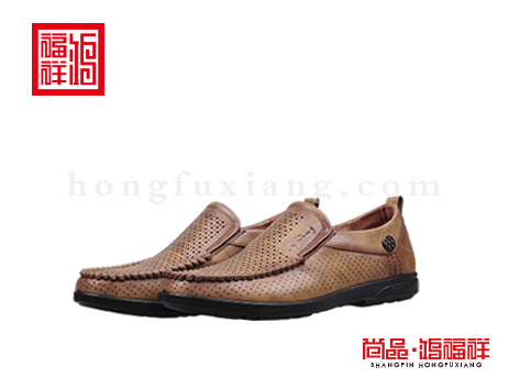 鸿福祥布鞋男鞋X162133卡其时装鞋