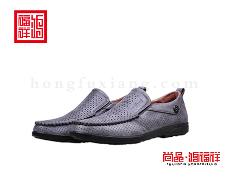 鸿福祥布鞋男鞋X162133灰色时装鞋
