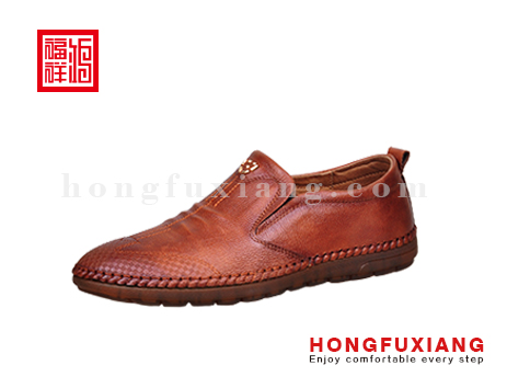 鸿福祥布鞋男鞋H1GX91045棕色休闲系列